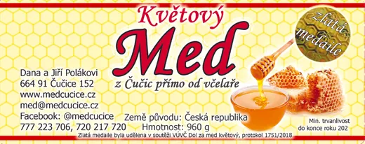 Etiketa Květový med z Čučic
