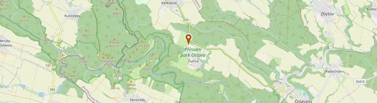 Výřez mapy s vyznačenou adresou Čučice 152, 664 91 Čučice